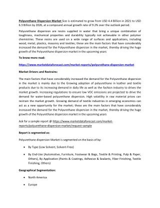 Polyurethane dispersion market