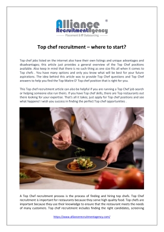 Agency for Chef Recruitment