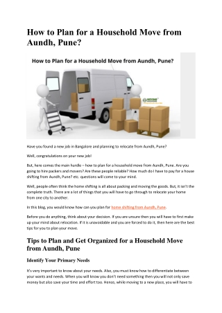 How to Plan for a Household Move from Aundh, Pune