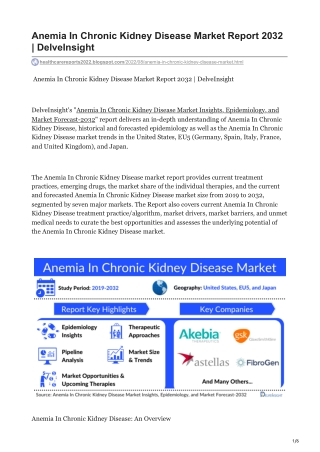 Anemia In Chronic Kidney Disease Market Report 2032  DelveInsight