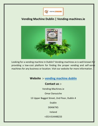 Vending Machine Dublin  Vending-machines.ie