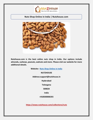 Nuts Shop Online in India | Nutzhouse.com