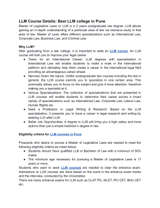 LLM Course Details_ Best LLM college in Pune