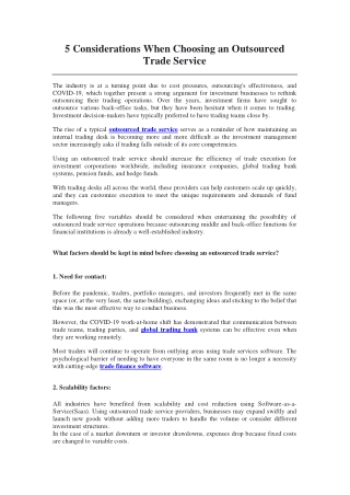 5 Considerations When Choosing an Outsourced Trade Service