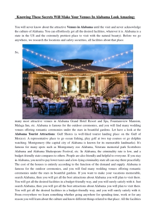 Knowing These Secrets Will Make Your Venues In Alabama Look Amazing
