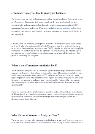 eCommerce analytics tool to grow your business