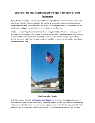 Guidelines for choosing the height of flagpole for home or small businesses