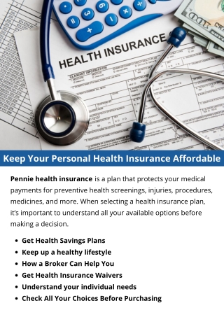 Keep Your Personal Health Insurance Affordable