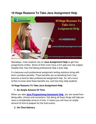 10 Huge Reasons To Take Java Assignment Help