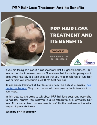 PRP hair loss treatment and its benefits.docx