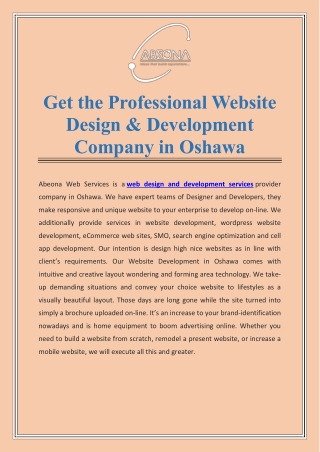 Get the Professional Website Design & Development Company in Oshawa