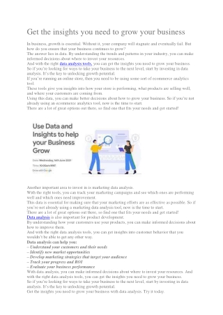 Get the insights you need to grow your business