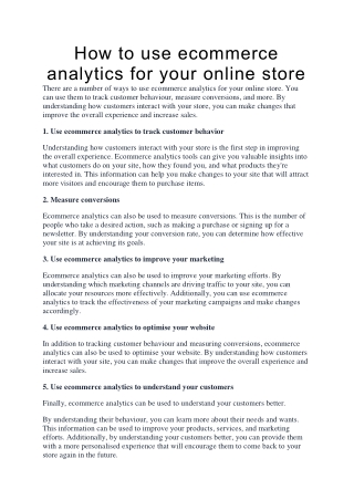 How to use ecommerce analytics for your online store