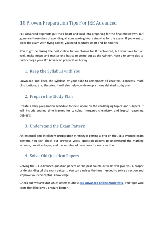 10 Proven Preparation Tips For JEE Advanced