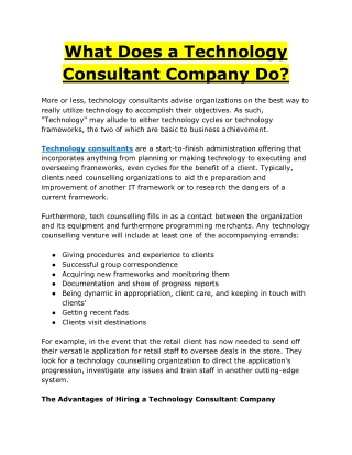 What Does a Technology Consultant Company Do?