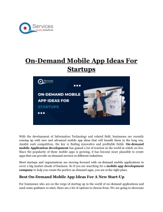 On-Demand Mobile App Ideas For Startups