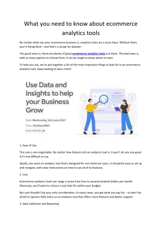 What you need to know about ecommerce analytics tools