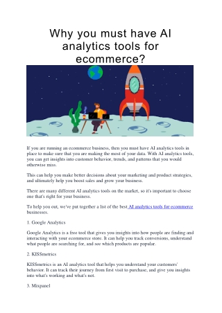 Why you must have AI analytics tools for ecommerce