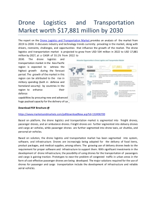 Drone Logistics and Transportation Market worth $17,881 million by 2030