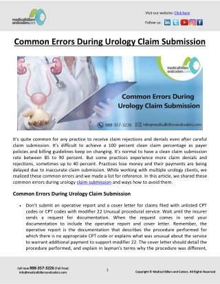 Common Errors During Urology Claim Submission