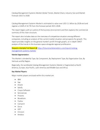 Catalog Management Systems Market Trends, Market Share, Industry Size, Growth, and Market Forecast 2021 to 2028