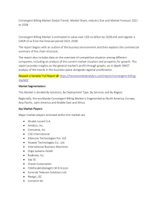 Convergent Billing Market Trends, Market Share, Industry Size, Growth, and Market Forecast 2021 to 2028