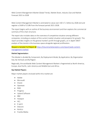 Web Content Management Market Trends, Market Share, Industry Size, Growth, and Market Forecast 2021 to 2028