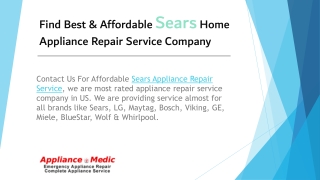 Find Best & Affordable Sears Home Appliance Repair