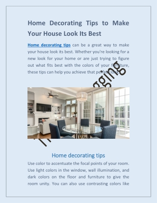 Home Decorating Tips to Make Your House Look Its Best