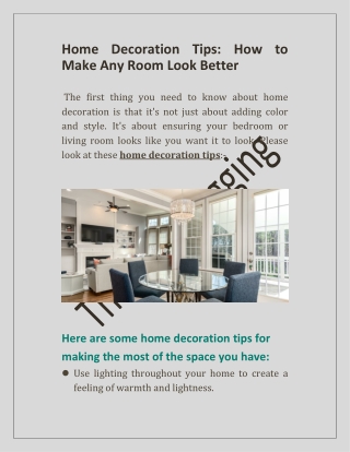 Home Decoration Tips How to Make Any Room Look Better