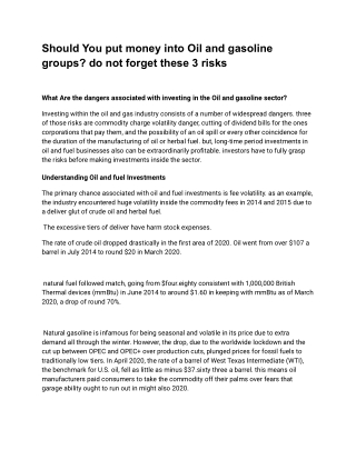 Should You put money into Oil and gasoline groups_ do not forget these 3 risks