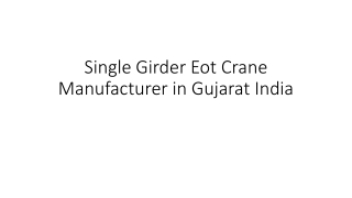 Single Girder Eot Crane Manufacturer in Gujarat India