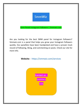 Smm Panel Instagram Followers  Smmwizcom