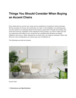 Things You Should Consider When Buying an Accent Chairs