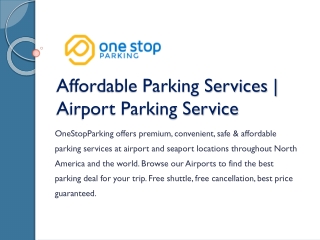 Affordable Parking Services | Airport Parking Service