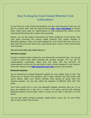 How To Surprise Your Friends With Star Trek Collectables