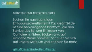 Günstige Entladedienstleister  Packteam24.de