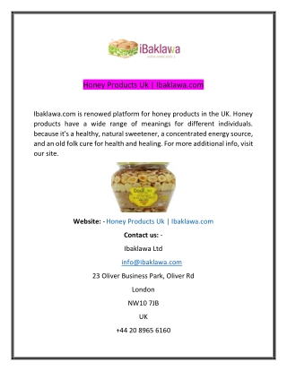 Honey Products UkIbaklawacom