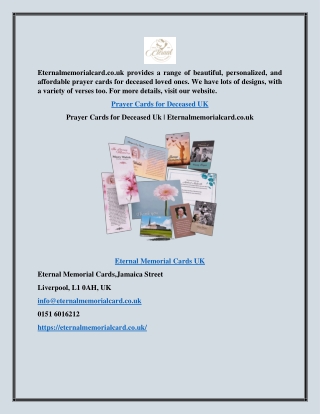 Prayer Cards for Deceased Uk | Eternalmemorialcard.co.uk