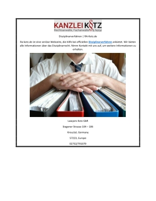 Disziplinarverfahren | RA-Kotz.de