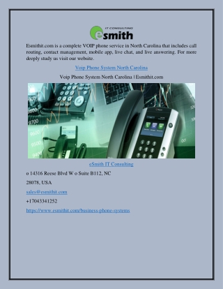 Voip Phone System North Carolina | Esmithit.com