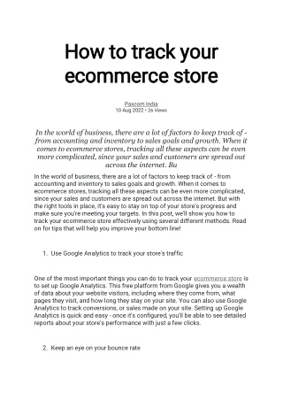 How to track your ecommerce store