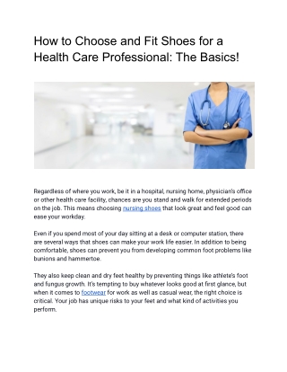 How to Choose and Fit Shoes for a Health Care Professional The Basics