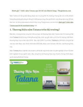 Đánh giá 7 chiếc nệm Tatana qua lời kể của khách hàng