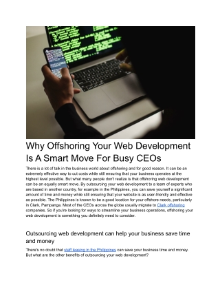 Why Offshoring Your Web Development Is A Smart Move for Busy CEOs