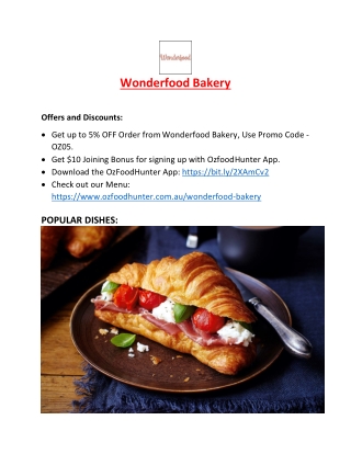5% off - Wonderfood Bakery Mill Park Takeaway, VIC