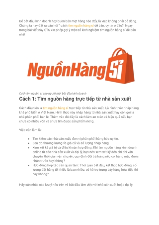 Tìm nguồn hàng sỉ