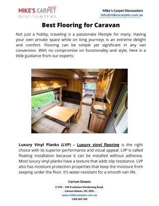 Best Flooring for Caravan