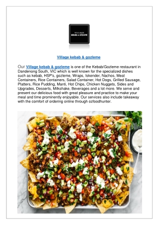 5% off - Village kebab & gozleme Takeaway Restaurant Dandenong South, VIC