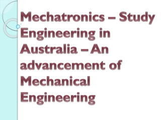 Study Engineering in Australia - Mechatronics - Lawand Education